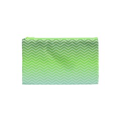 Green Line Zigzag Pattern Chevron Cosmetic Bag (xs)