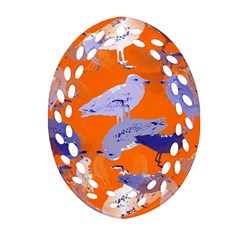 Seagull Gulls Coastal Bird Bird Oval Filigree Ornament (two Sides) by Nexatart