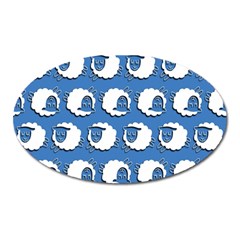 Sheep Pattern Wallpaper Vector Oval Magnet by Nexatart