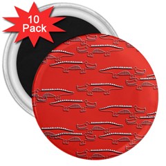 Crocodile Alligator Pattern 3  Magnets (10 Pack)  by Nexatart