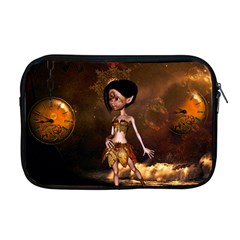 Steampunk, Cute Little Steampunk Girl In The Night With Clocks Apple Macbook Pro 17  Zipper Case by FantasyWorld7