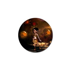 Steampunk, Cute Little Steampunk Girl In The Night With Clocks Golf Ball Marker (4 Pack) by FantasyWorld7