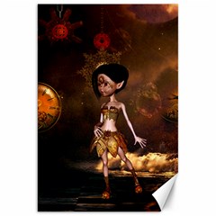 Steampunk, Cute Little Steampunk Girl In The Night With Clocks Canvas 20  X 30   by FantasyWorld7