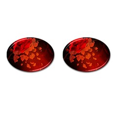 Cherry Blossom, Red Colors Cufflinks (oval) by FantasyWorld7