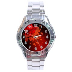 Cherry Blossom, Red Colors Stainless Steel Analogue Watch by FantasyWorld7