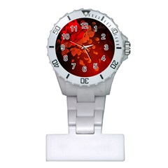Cherry Blossom, Red Colors Plastic Nurses Watch by FantasyWorld7