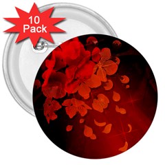 Cherry Blossom, Red Colors 3  Buttons (10 Pack)  by FantasyWorld7