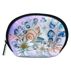 Snail And Waterlily, Watercolor Accessory Pouches (medium)  by FantasyWorld7