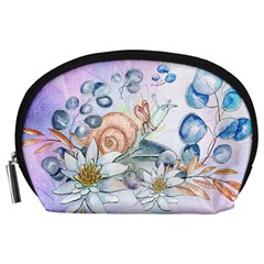 Snail And Waterlily, Watercolor Accessory Pouches (large)  by FantasyWorld7