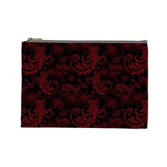 Dark Red Flourish Cosmetic Bag (large)  by gatterwe