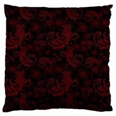 Dark Red Flourish Large Cushion Case (one Side)