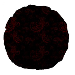 Dark Red Flourish Large 18  Premium Round Cushions by gatterwe