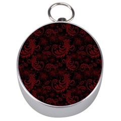 Dark Red Flourish Silver Compasses