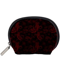 Dark Red Flourish Accessory Pouches (small)  by gatterwe