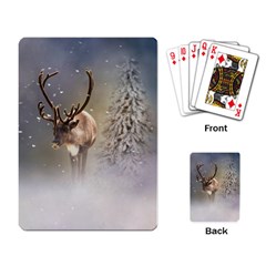 Santa Claus Reindeer In The Snow Playing Cards Single Design by gatterwe