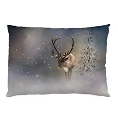 Santa Claus Reindeer In The Snow Pillow Case by gatterwe