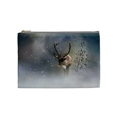 Santa Claus Reindeer In The Snow Cosmetic Bag (medium) by gatterwe