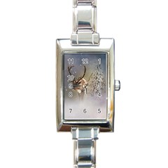 Santa Claus Reindeer In The Snow Rectangle Italian Charm Watch