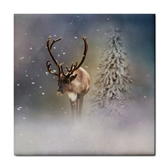 Santa Claus Reindeer In The Snow Tile Coasters by gatterwe