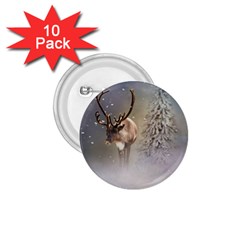 Santa Claus Reindeer In The Snow 1 75  Buttons (10 Pack)