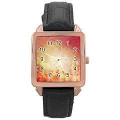 Flower Power, Cherry Blossom Rose Gold Leather Watch  by FantasyWorld7