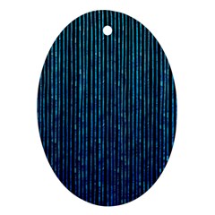 Stylish Abstract Blue Strips Oval Ornament (two Sides) by gatterwe