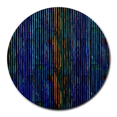 Stylish Colorful Strips Round Mousepads by gatterwe