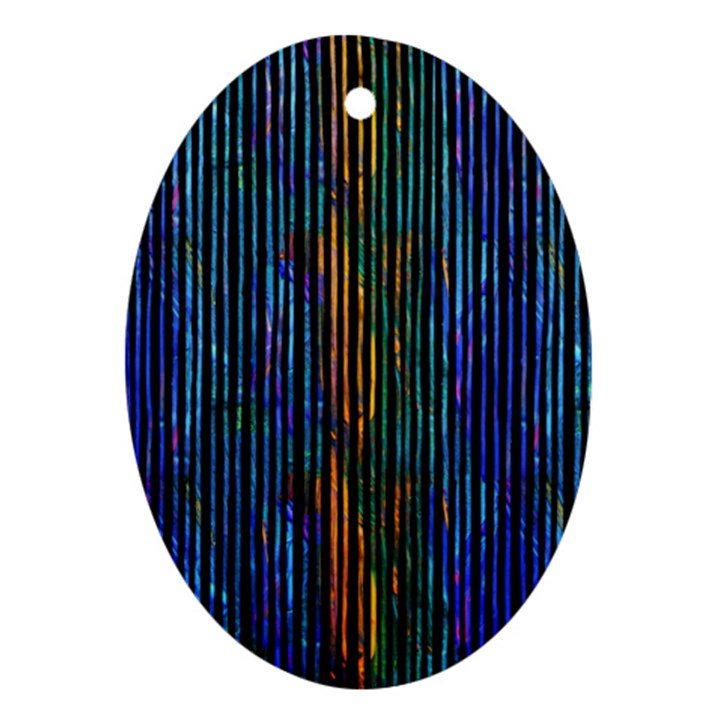 Stylish Colorful Strips Ornament (Oval)