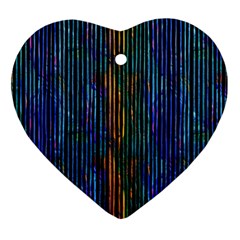 Stylish Colorful Strips Ornament (heart) by gatterwe