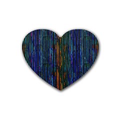 Stylish Colorful Strips Rubber Coaster (heart)  by gatterwe