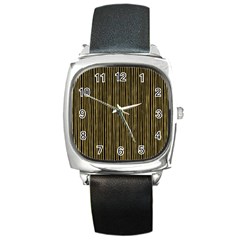 Stylish Golden Strips Square Metal Watch