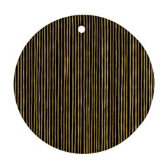 Stylish Golden Strips Round Ornament (two Sides) by gatterwe