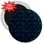 Blue Flower Glitter Look 3  Magnets (100 pack) Front