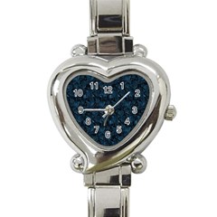 Blue Flower Glitter Look Heart Italian Charm Watch by gatterwe