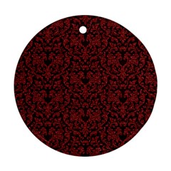 Red Glitter Look Floral Ornament (Round)