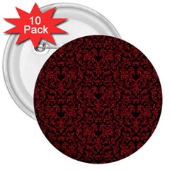 Red Glitter Look Floral 3  Buttons (10 pack) 