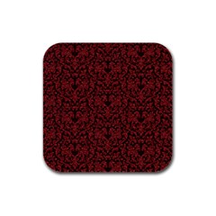 Red Glitter Look Floral Rubber Square Coaster (4 pack) 