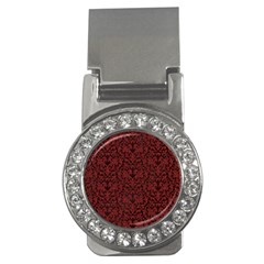 Red Glitter Look Floral Money Clips (CZ) 
