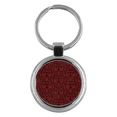 Red Glitter Look Floral Key Chains (Round) 