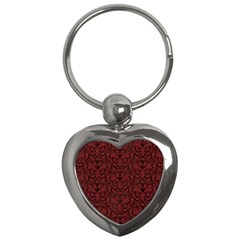 Red Glitter Look Floral Key Chains (Heart) 