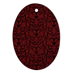 Red Glitter Look Floral Oval Ornament (Two Sides)