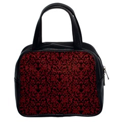 Red Glitter Look Floral Classic Handbags (2 Sides)