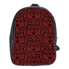 Red Glitter Look Floral School Bag (XL)