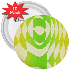 Green Shapes Canvas                              3  Button (10 Pack) by LalyLauraFLM