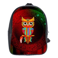 Cute Owl, Mandala Design School Bag (large)