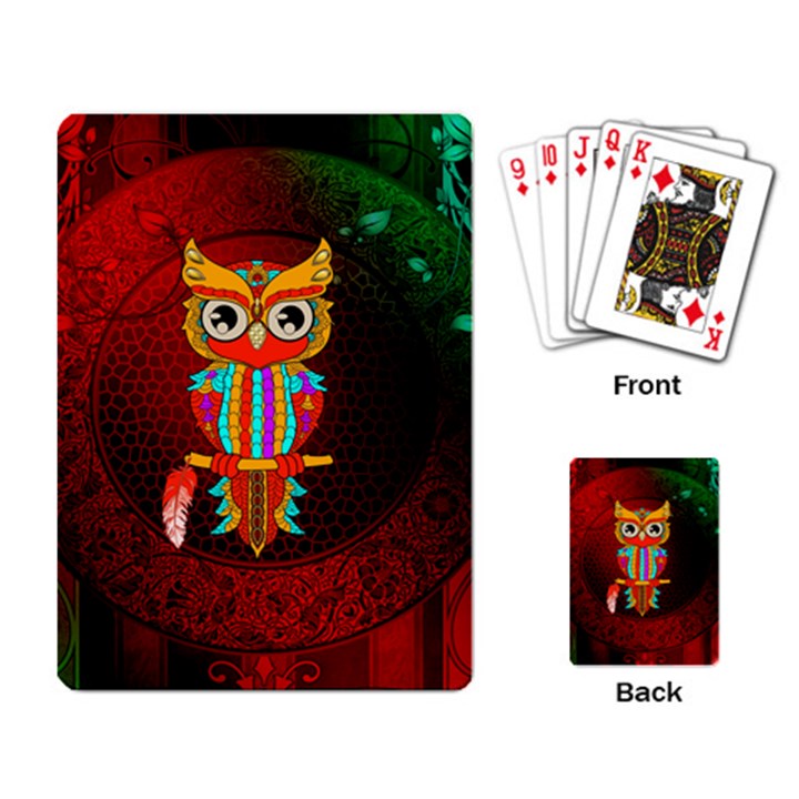 Cute Owl, Mandala Design Playing Card