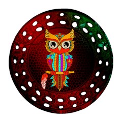 Cute Owl, Mandala Design Ornament (round Filigree) by FantasyWorld7