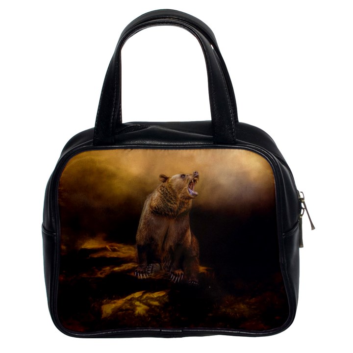 Roaring Grizzly Bear Classic Handbags (2 Sides)