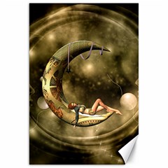 Steampunk Lady  In The Night With Moons Canvas 20  X 30  
