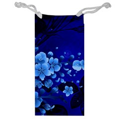 Floral Design, Cherry Blossom Blue Colors Jewelry Bag by FantasyWorld7